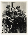8" x 10" Glossy Photo From 1935 of Moe and Curly With Shemp on the Columbia Lot -- Very Good Condition